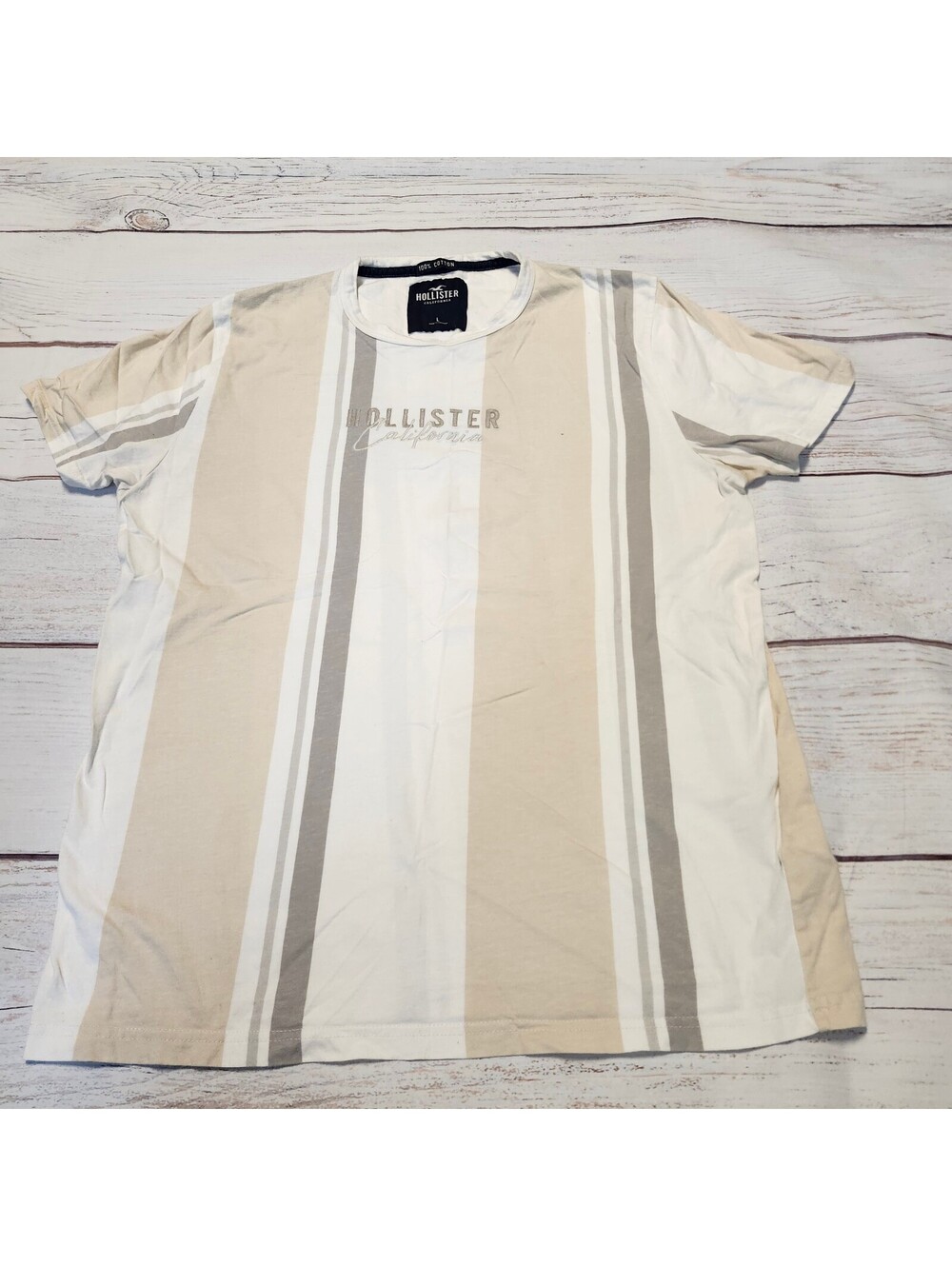 Hollister California Men's Striped Cotton T-Shirt Large